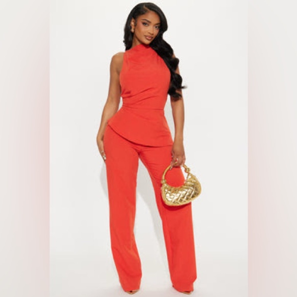 Fashion Nova High Neck Jumpsuit - Orange. Sz. M. True to Size.